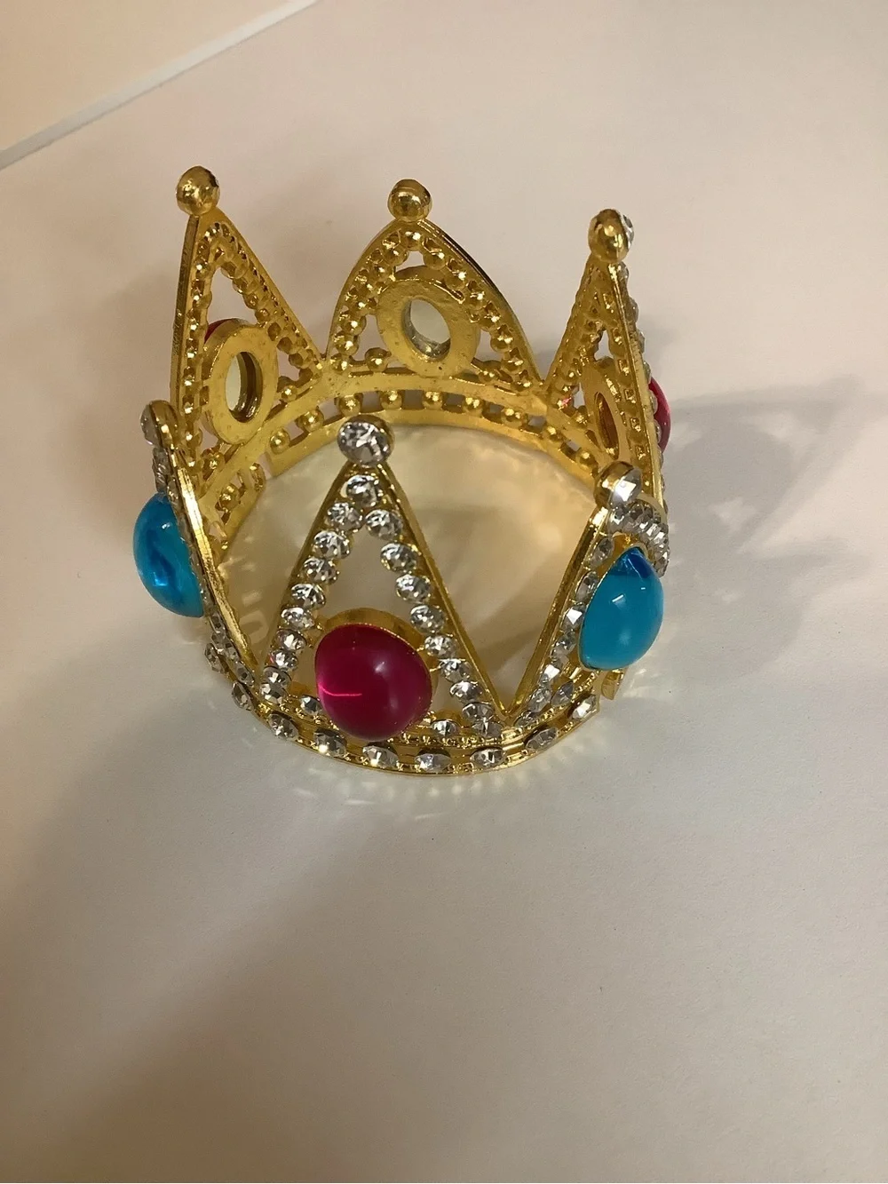 Gold Jeweled Mini Crown with Pink and Blue Gems